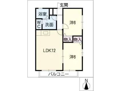 COTTAGE.K(2LDK/2階)の間取り写真