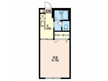 ブリュッケSOUDE(1K/2階)の間取り写真