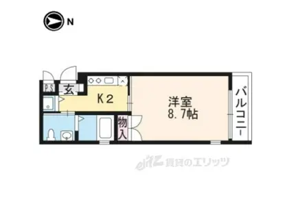 アクアプレイス京都西陣(1K/6階)の間取り写真