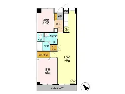 シャインクロコ(2LDK/1階)の間取り写真