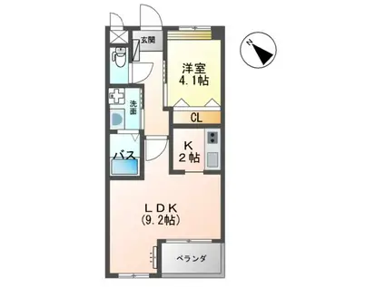 イーストヒル(1LDK/2階)の間取り写真