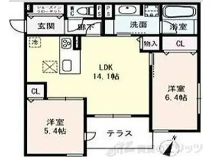 クラシスト瑞光(2LDK/1階)の間取り写真