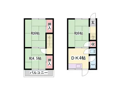 寿荘 東(3DK/1階)の間取り写真