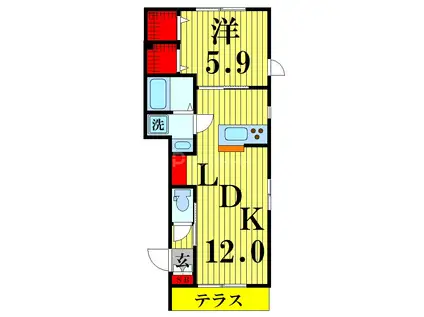 BRISE(1LDK/1階)の間取り写真