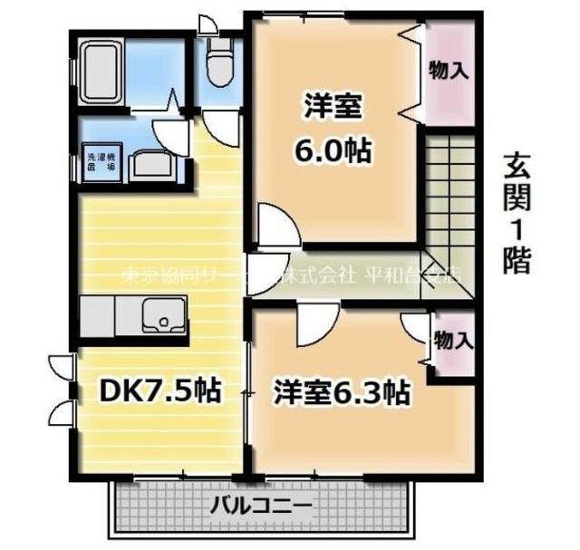 リュエル光が丘I(2DK/2階)の間取り写真