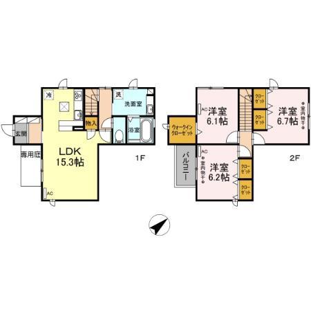 ウエストデール パーク(3LDK/1階)の間取り写真