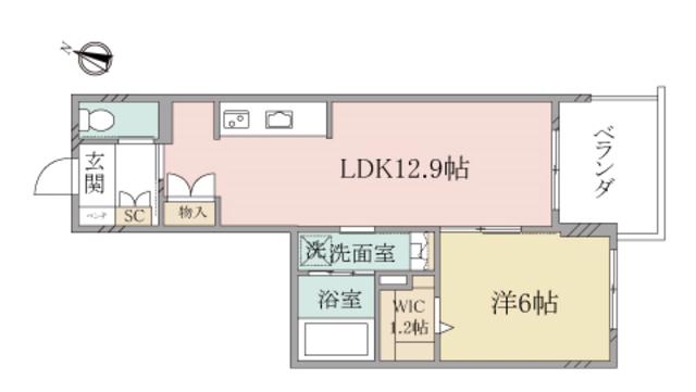 ヘーベルヴィレッジ市ヶ尾東棟CALME イースト(1LDK/3階)の間取り写真