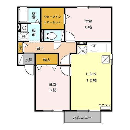 ウィルモア(2LDK/1階)の間取り写真