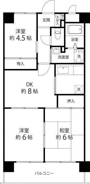 T′S GARDEN蕨II(3DK/6階)の間取り写真