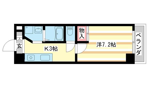 インペリアル奈良大宮(1K/7階)の間取り写真