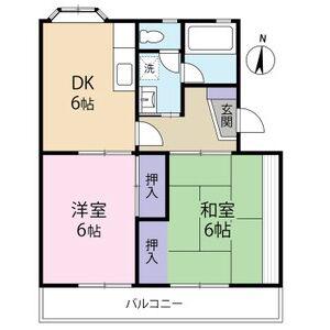 サンライズ石谷(2DK/1階)の間取り写真