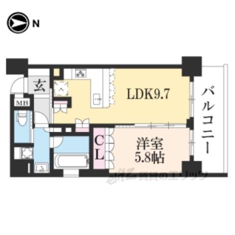 リーガル京都御所西3(1LDK/3階)の間取り写真