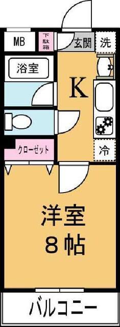 グレース春日II(1K/3階)の間取り写真