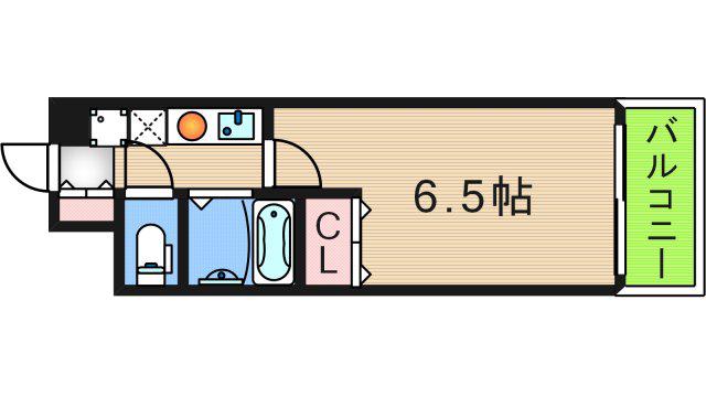 ウィンヒルズ難波南(1K/10階)の間取り写真