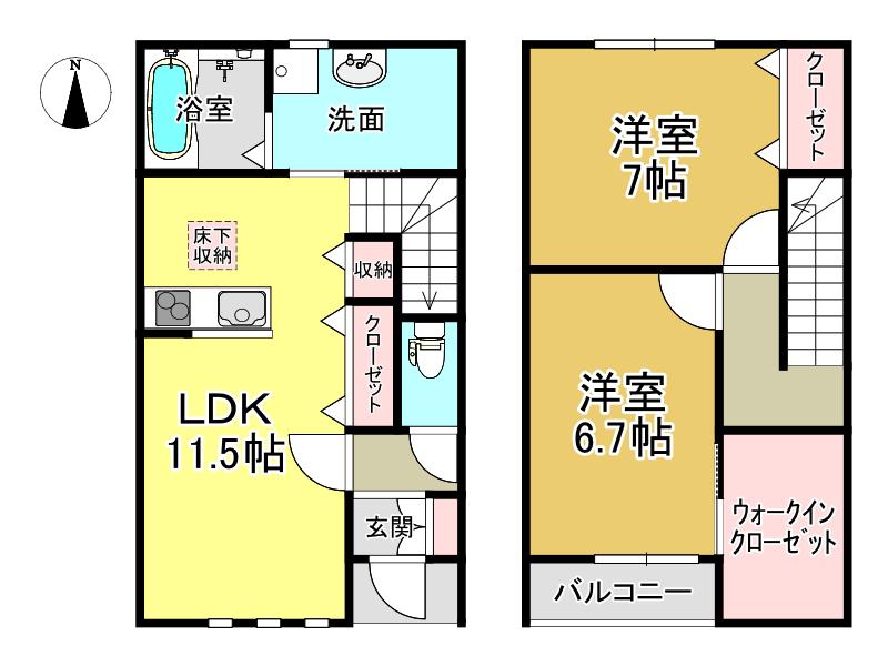 グランメゾン王寺南(2LDK/1階)の間取り写真