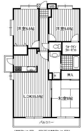 プリーマヴィラ那珂川(3LDK/2階)の間取り写真