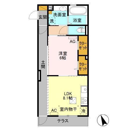 ラウレア(1LDK/1階)の間取り写真