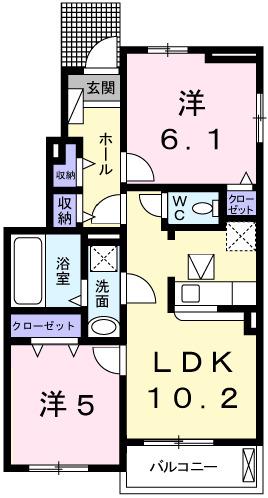 フリーデII(2LDK/1階)の間取り写真