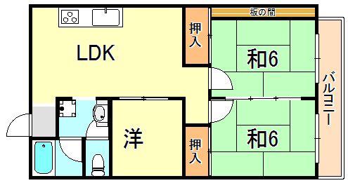 グランディア シャトー朝霧(3LDK/4階)の間取り写真