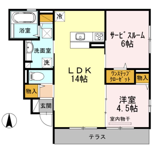 ジャルダンドゥコナシエール(1SLDK/1階)の間取り写真