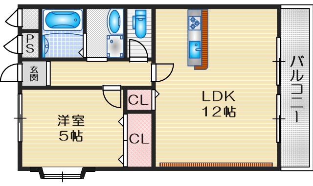 エレガンス上田(1LDK/2階)の間取り写真