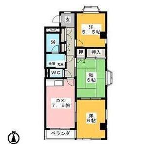 グランドヒルズ一番館(3DK/4階)の間取り写真