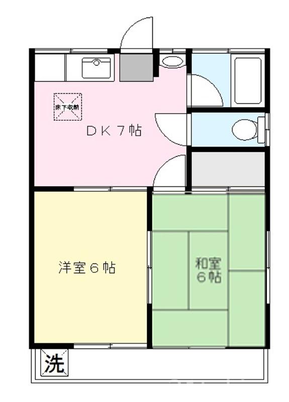 コーポ美園(2DK/2階)の間取り写真