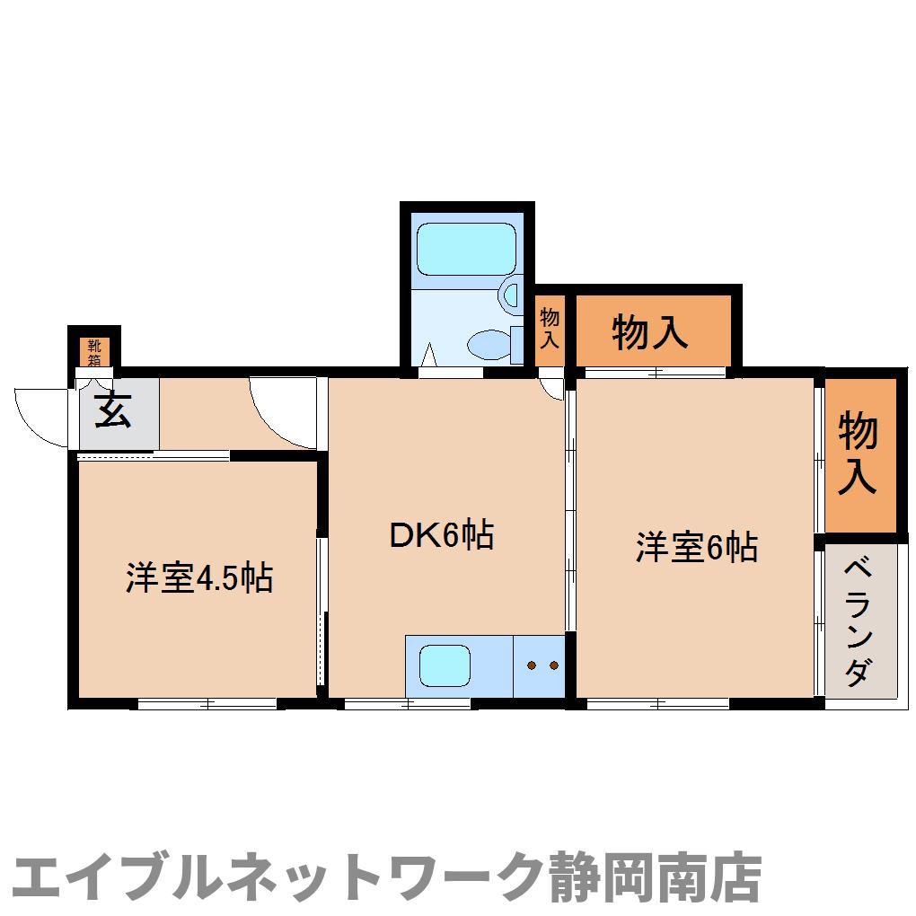 アーバンハイツ小鹿(2DK/2階)の間取り写真