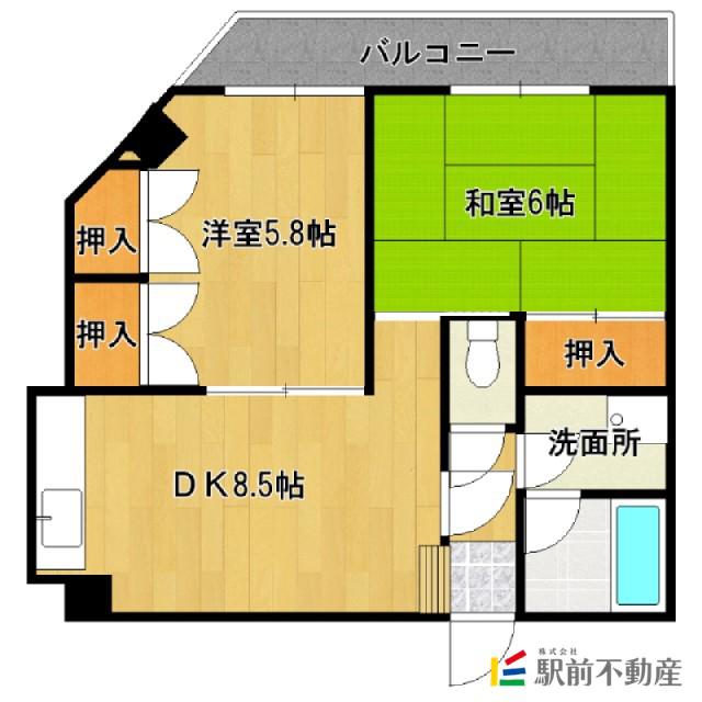 ふじマンション(2DK/3階)の間取り写真