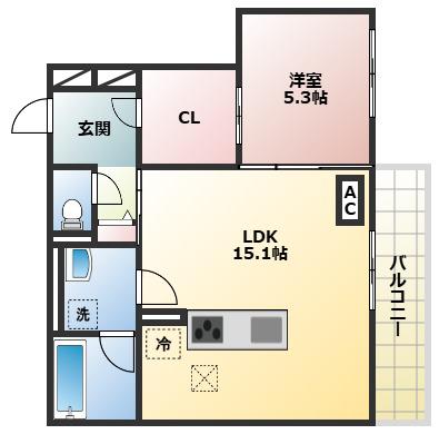 SOLANA(1LDK/1階)の間取り写真