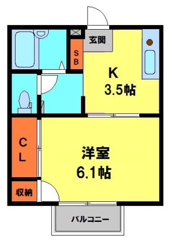 フローラ花屋敷(1K/1階)の間取り写真