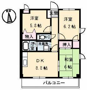 フィネス2000(3DK/2階)の間取り写真