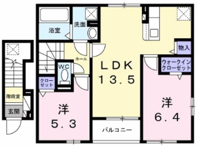 サンライトテラスK・S(2LDK/2階)の間取り写真