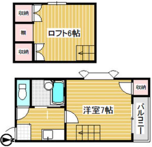 SKハイツ照ヶ丘(1K/7階)の間取り写真