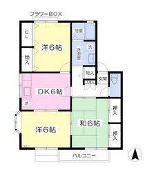 ガーデンベルA(3DK/1階)の間取り写真