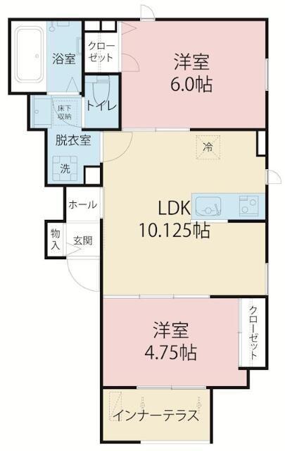CIELO ZEN(2LDK/1階)の間取り写真