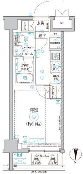 CION YOKOHAMA YAMATE(1K/7階)の間取り写真