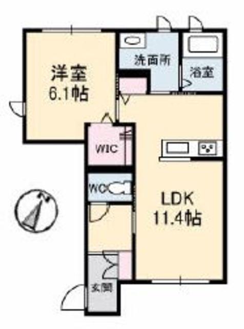 アンビシア A棟(1LDK/1階)の間取り写真