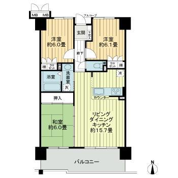 サーパス平成第2(3LDK/8階)の間取り写真