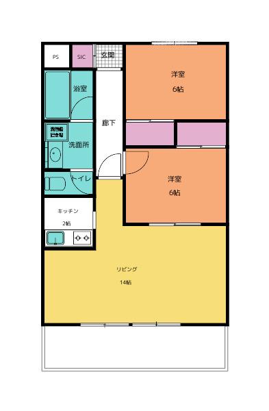 ヴィラ大国(2LDK/1階)の間取り写真