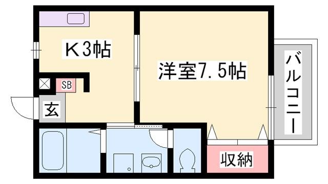 ハイツセイリュウ(1K/2階)の間取り写真