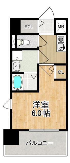MODERN PALAZZO東本町(1K/2階)の間取り写真