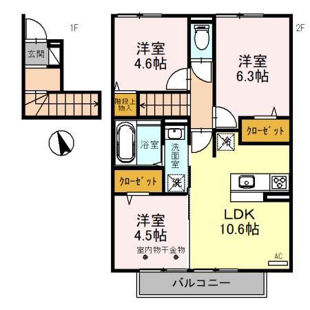 T-ROOM(3LDK/2階)の間取り写真