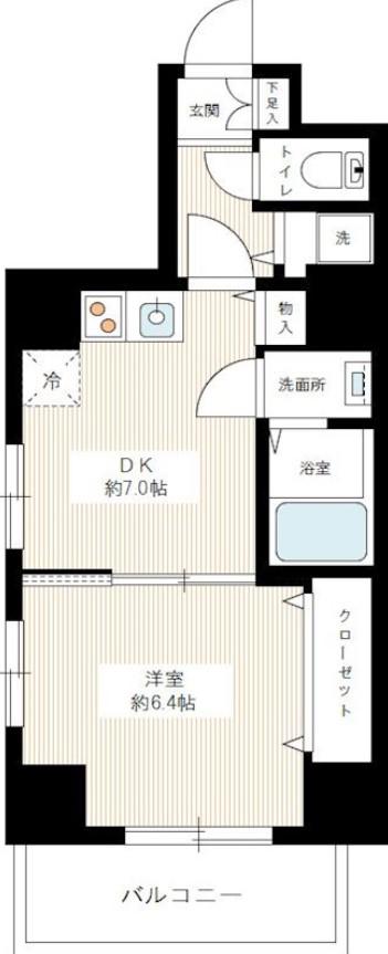 アトラスカーロ浦和常盤弐番館(1DK/4階)の間取り写真