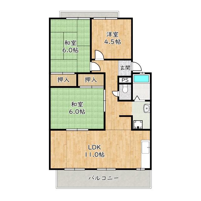 アーバンハイツ錦(3LDK/2階)の間取り写真