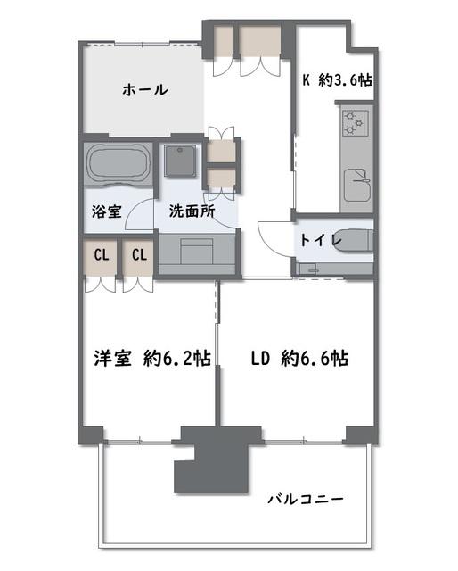 グラングリーン大阪 THE ノース RESIDENCE(1LDK/34階)の間取り写真