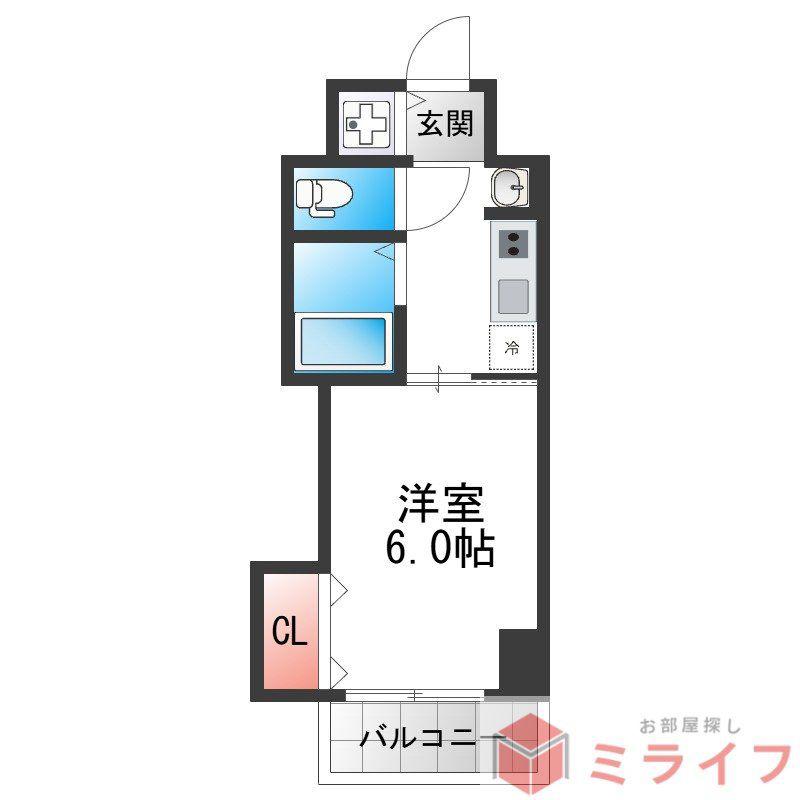 CITY SPIRE布施(1K/6階)の間取り写真