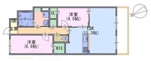京都六三館(2LDK/5階)の間取り写真