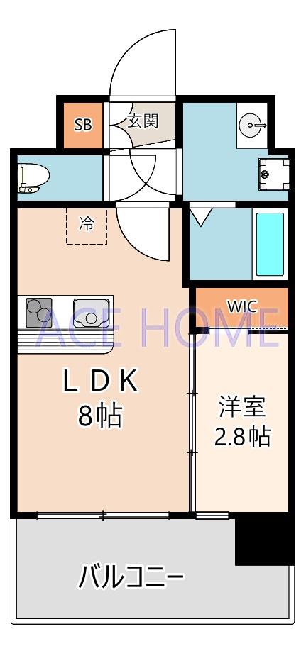 セレニテ難波ミラク弐番館(1LDK/2階)の間取り写真