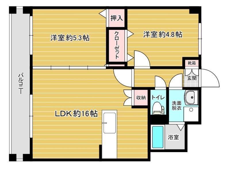 リファレンス下原(2LDK/3階)の間取り写真